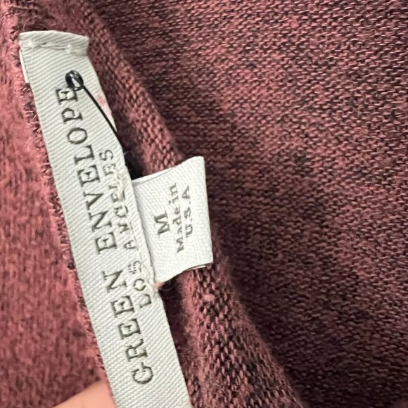 Green Envelope Women's Soft Plush Burgundy V-Neck Sweater - Size M - Picture 2 of 3